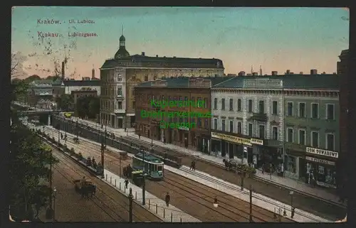 145380 AK Krakau Krakow Lubiczgasse Dom Towarowy Kaufhaus 1915 Militär Zensur