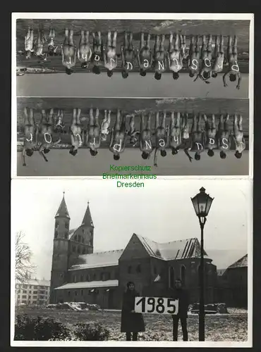 145369 Foto Klappkarte Prosit Neu Jahr 1985 Ostsee FKK Kirche Schnee