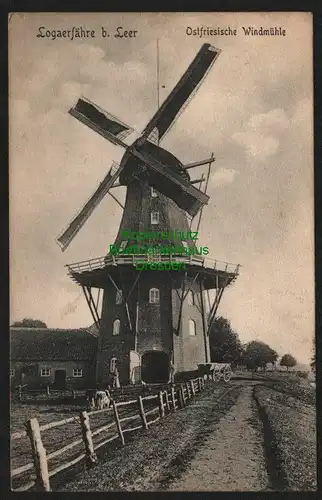 145008 AK Logaerfähre bei Leer Ostfriesische Windmühle 1909
