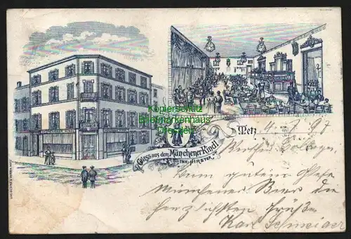 145015 AK Metz Lothringen 1897 Gruss aus dem Münchner Kindl Gasthaus Restaurant