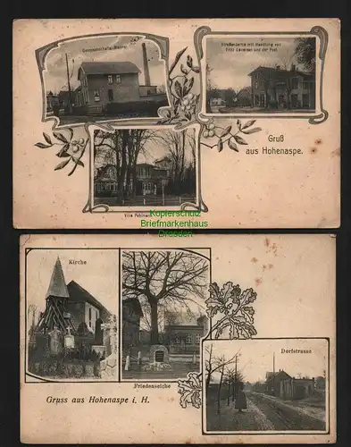 145154 2 AK Hohenaspe Holstein Krs. Steinberg 1911 Kirche Friedenseiche Meierei