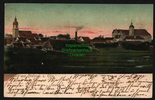 143436 AK Pretzsch (Elbe) Panorama 1907