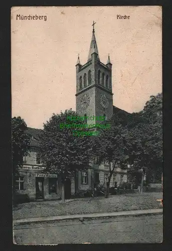 143646 AK Müncheberg Mark 1919 Kirche Geschäft Fritz Marks