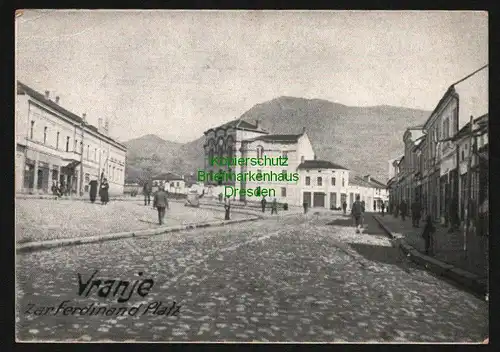 143444 AK Vranje Serbien Zarferdinand Platz Feldpostkarte um 1918
