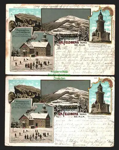 143610 AK Feldberg Schwarzwald 1904 Winterlitho Brunhildisfelsen Feldbergturm