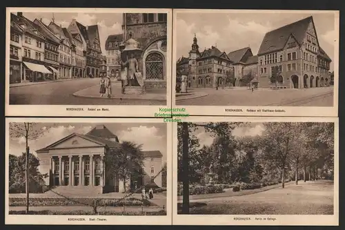 142619 4 AK Nordhausen Rathaus Stadthaus Gehege 1925 Roland Markt Theater
