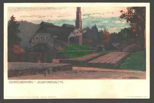 142163 AK Schreiberhau Szklarska Poreba Litho Künstlerkarte Josefinenhütte 1900