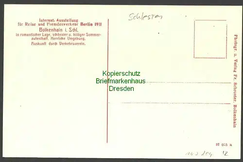 142204 AK Bolkenhain in Schlesien Bolkoburg Schweinhaus Burg 1911 Reklame