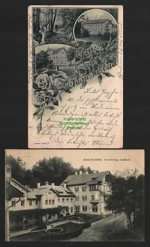 140212 2 AK Liegau-Augustusbad 1911 Verwaltungs Gebäude Litho 1905