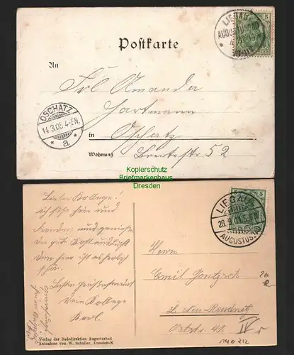 140212 2 AK Liegau-Augustusbad 1911 Verwaltungs Gebäude Litho 1905