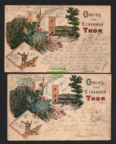 140228 2 AK Litho Gruss vom Eisernen Thor Baden Niederösterreich 1899 1903