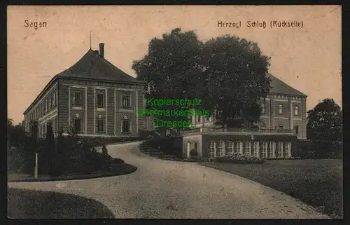 139841 AK Sagan Herzogl. Schloß Rückseite 1917