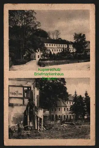 139893 AK Berggießhübel Am Johann Georgen Bad 1928 vor / nach Hochwasser 1927