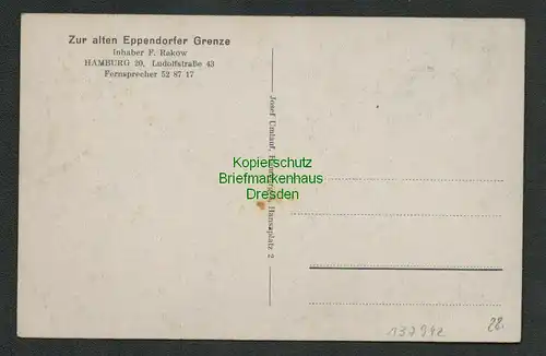 137942 AK Hamburg 20 Ludolfstraße 43 Gasthaus zur alten Eppendorfer Grenze