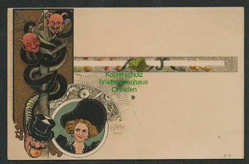 137563 AK Künstlerkarte Krampus G. Crotta Mailand Frau Spinne Teufel