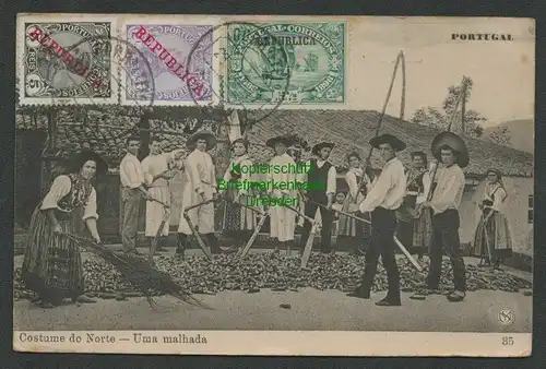 137612 AK Portugal Costume do Norte Uma malhada nach Radeberg 1911