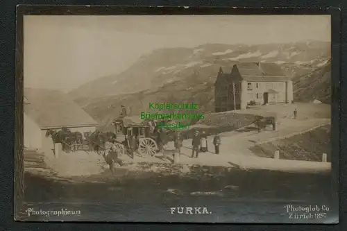 137714 Karte Furka Furkapass Postkutsche beim Hospiz um 1900 Photoglob Zürich