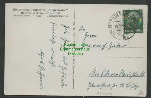 137662 AK Hohenfriedeberg Dobromierz 1937 Gaststätte Siegeshöhe Guhle Denkmal