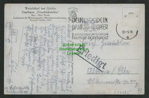 137785 AK Weinhübel bei Görlitz 1941 Gasthaus Friedrichshöhe Otto Thiele