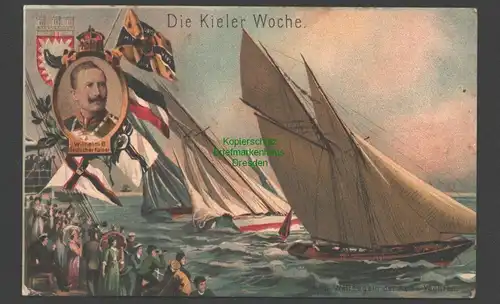 137029 AK Kiel Wik 1909 Kieler Woche Wettsegeln d Renn Boote Wilhelm II. Kaiser