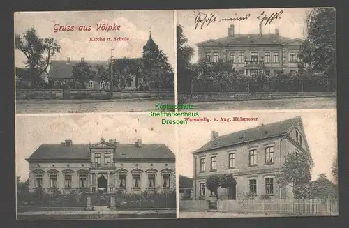 137088 AK Völpke 1906 Kirche Schule Warenhandlung Hülsmeyer