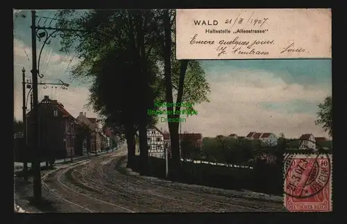 136404 AK Solingen Wald Rheinland 1907 Haltestelle Alleestrasse