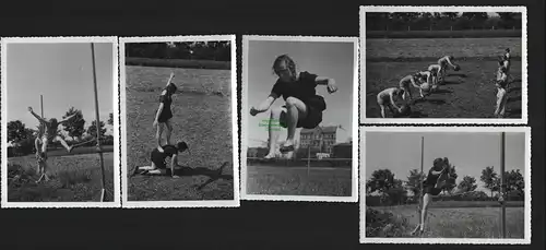 136803 5x Foto Schlesien 1935 BDM Bauernschule Neisse Frauen Sport Hochsprung