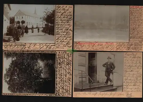 136123 4 AK Leppersdorf bei Radeberg aufgeklebte Fotos Schule 1900 Große Buche