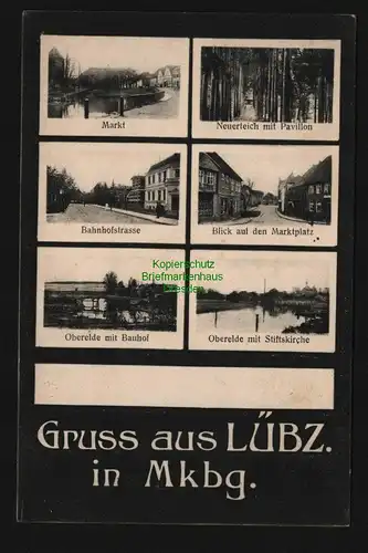 136182 AK Lübz 1911 Mecklenburg Markt Bahnhofstrasse Oberelde Bauhof