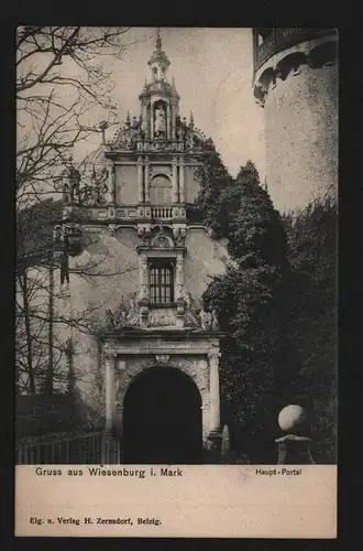 135038 AK Wiesenburg Mark Haupt Portal 1910