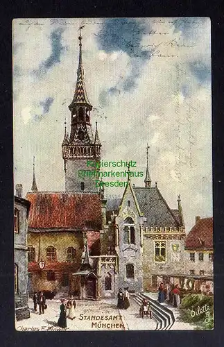 135114 AK München Standesamt Oilette Künstlerkarte Charles F. Flower