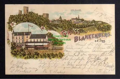 135137 AK Blankenberg an der Sieg Hennef 1897 Hotel Honrath Litho