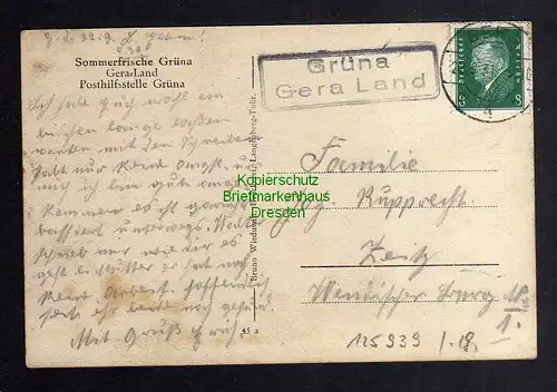 125939 AK Sommerfrische Grüna Gera  Land Landpoststelle Posthilfsstelle 1931