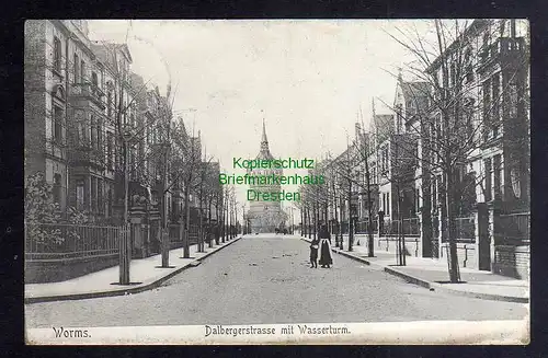 126042 AK Worms Dalbergstrasse mit Wasserturm 1905