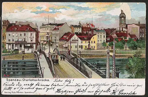 24366 AK Berlin Spandau Charlottenbrücke 1902 Künstlerkarte A. K. gelaufen 1902