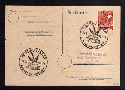 h1850 Handstempel Bezirk 20 Osterwieck Postkarte SST Bad Elster