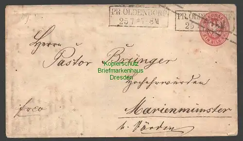 B7678 Preußen Ganzsache 1 Silbergroschen Pr. Oldendorf um1860 nach Marienmünster