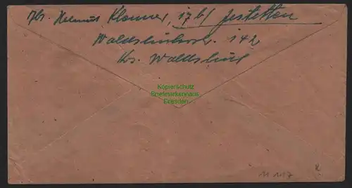 B11117 Brief BAZ Gebühr bezahlt Taxe percue 1947 Jestetten nach Nossen