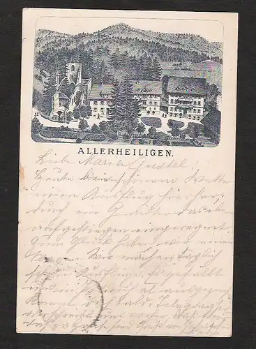 21796 AK Kloster Allerheiligen Schwarzwald mit Ruine Federlitho 1896
