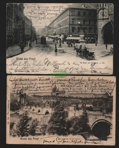 150970 2 AK Prag Praha 1903 Der Graben vom Pulverturm Karlsbrücke Kleinseite