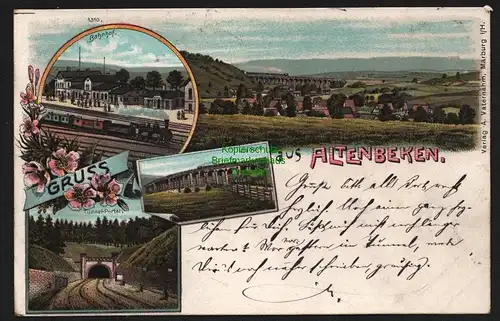 150854 AK Altenbeken Bahnhof 1907 Litho Tunnel Portal Viaduct