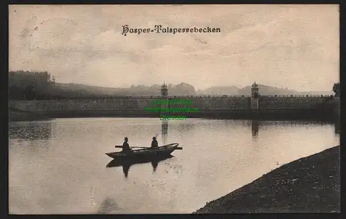 150865 AK Haspe 1906 Hasper Talsperrebecken Staumauer Stauseeseite 1904 erbaut