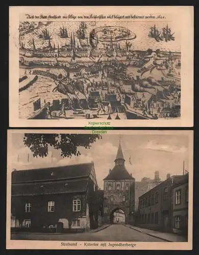 150962 2 AK Dreihundertjahrfeier Stralsund 1928 Privatganzsache Klütertor 1934