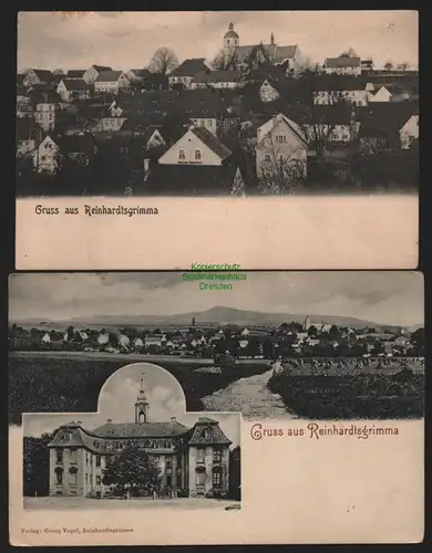 151022 2 AK Reinhardtsgrimma Glashütte um 1905 Kirche Schloss