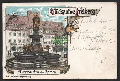150150 AK Litho Glückauf Freiberg 1897 Denkmal Otto des Reichen