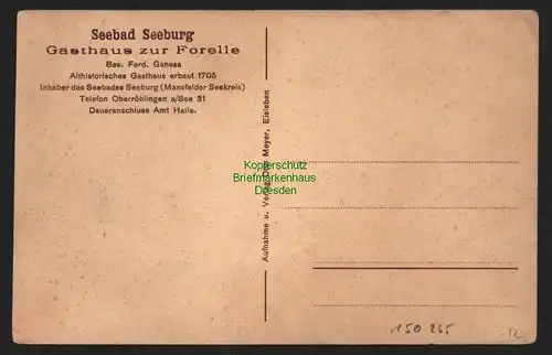 150265 AK Seebad Seeburg Mansfelder Seekreis Land Gasthaus Forelle um 1910