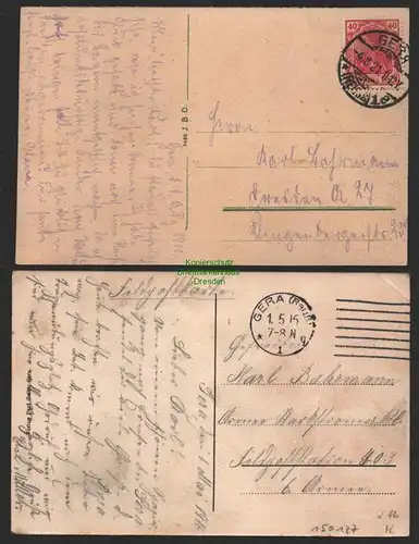 150127 2 AK Gera Reuss Rathaus Marktplatz 1921 Waldstraße 1916