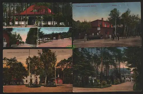 150480 4 AK Truppenübungsplatz Zeithain Postamt 1917 Kantine Denkmalsplatz 1915