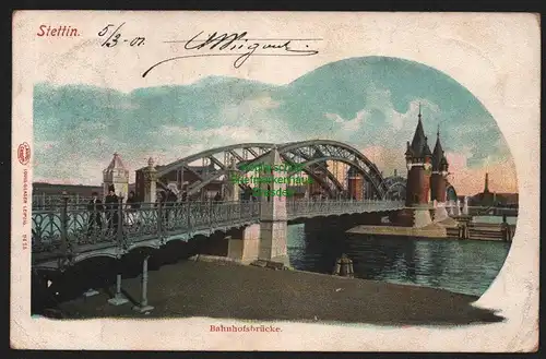 150437 AK Stettin 1901 Bahnhofsbrücke