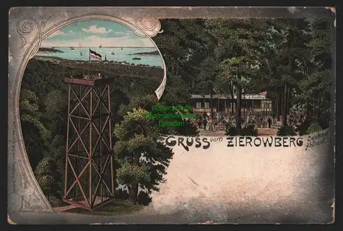 150222 AK Litho Gruss vom Zierowberg Seebad Ahlbeck um 1900 Aussichtsturm